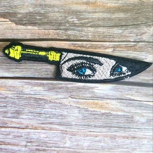 Knife With Pop Art Pin Up Eyes Gothic Embroidered Iron on Patch